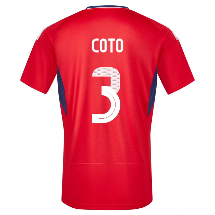 Enfant Maillot Costa Rica Maria Coto #3 Rouge Tenues Domicile 24-26 T-Shirt Belgique