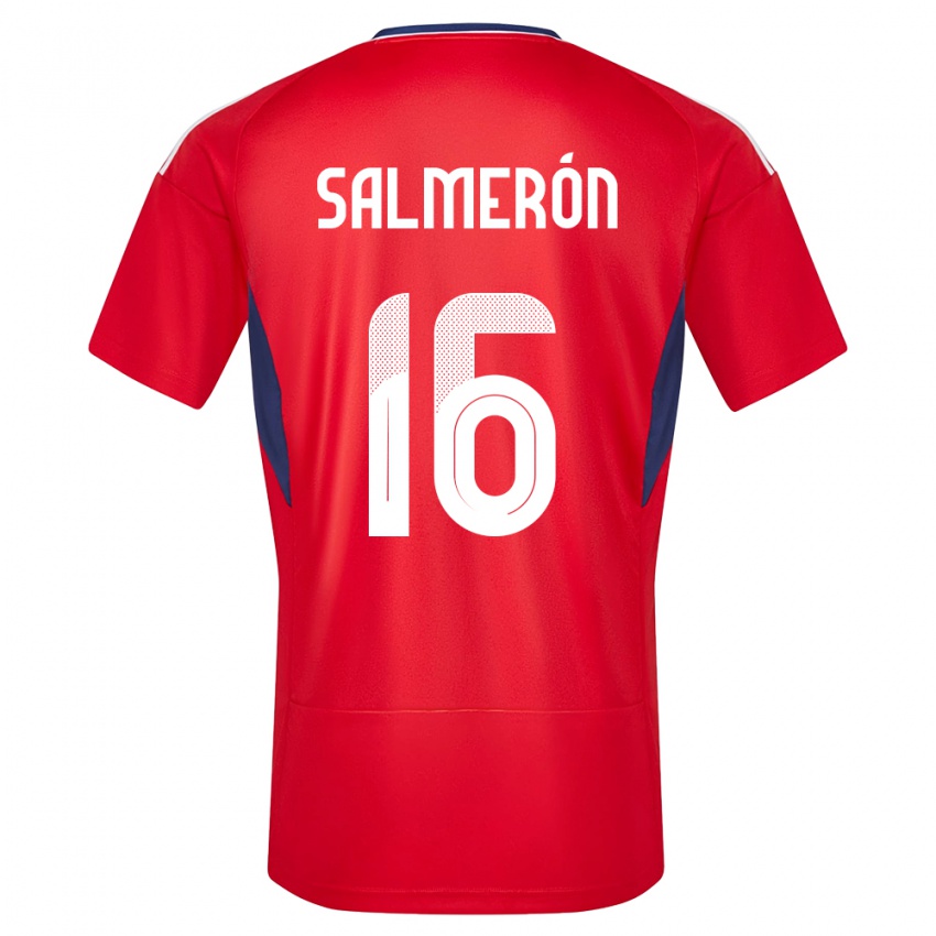 Enfant Maillot Costa Rica Andrey Salmeron #16 Rouge Tenues Domicile 24-26 T-Shirt Belgique