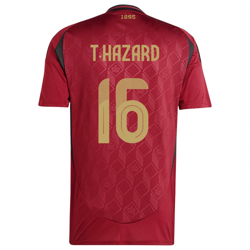 Kinder Belgien Thorgan Hazard #16 Burgund Heimtrikot Trikot 24-26 T-Shirt Belgien