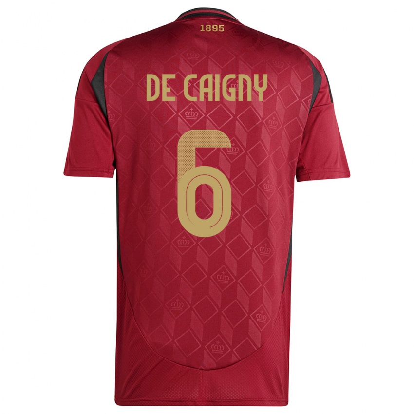 Kinder Belgien Tine De Caigny #6 Burgund Heimtrikot Trikot 24-26 T-Shirt Belgien