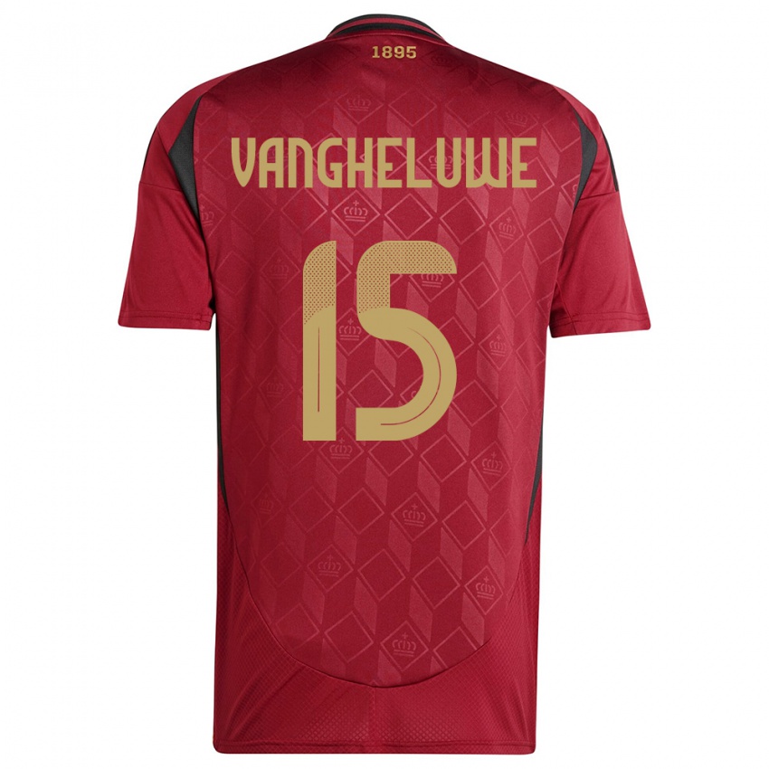Kinder Belgien Jody Vangheluwe #15 Burgund Heimtrikot Trikot 24-26 T-Shirt Belgien