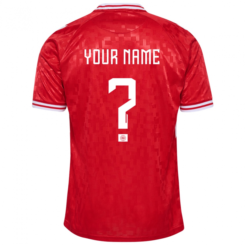 Enfant Maillot Danemark Votre Nom #0 Rouge Tenues Domicile 24-26 T-Shirt Belgique