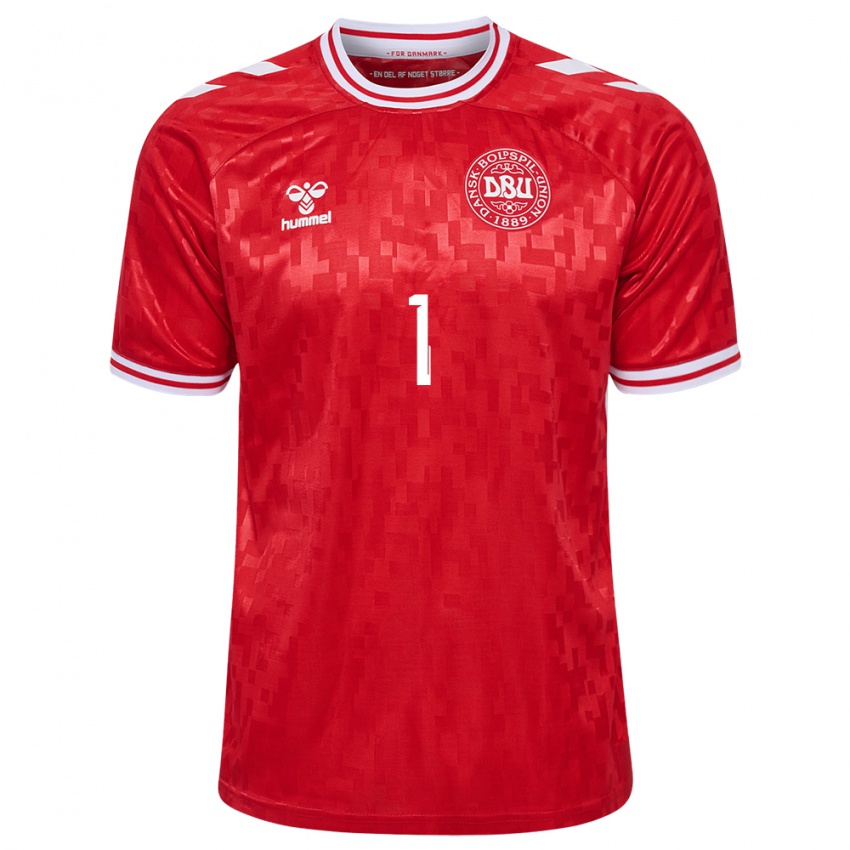 Kinder Dänemark Filip Jørgensen #1 Rot Heimtrikot Trikot 24-26 T-Shirt Belgien