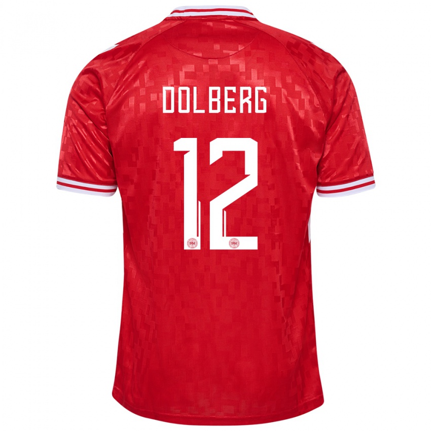 Enfant Maillot Danemark Kasper Dolberg #12 Rouge Tenues Domicile 24-26 T-Shirt Belgique