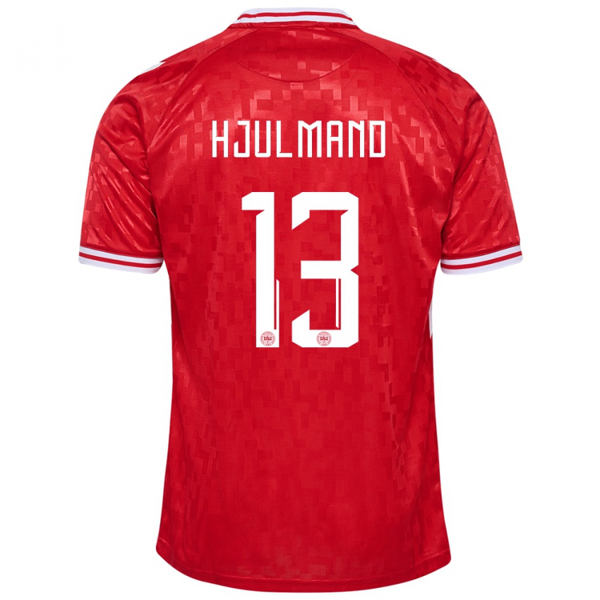 Kinder Dänemark Morten Hjulmand #13 Rot Heimtrikot Trikot 24-26 T-Shirt Belgien