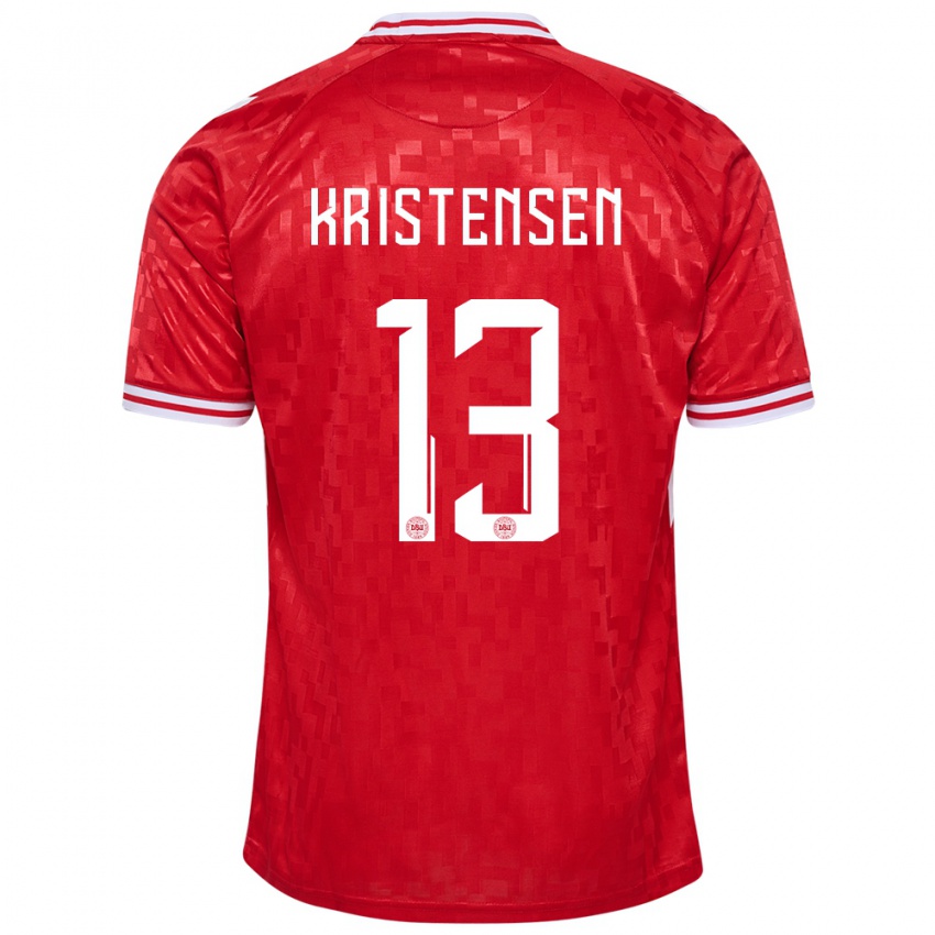 Enfant Maillot Danemark Rasmus Kristensen #13 Rouge Tenues Domicile 24-26 T-Shirt Belgique