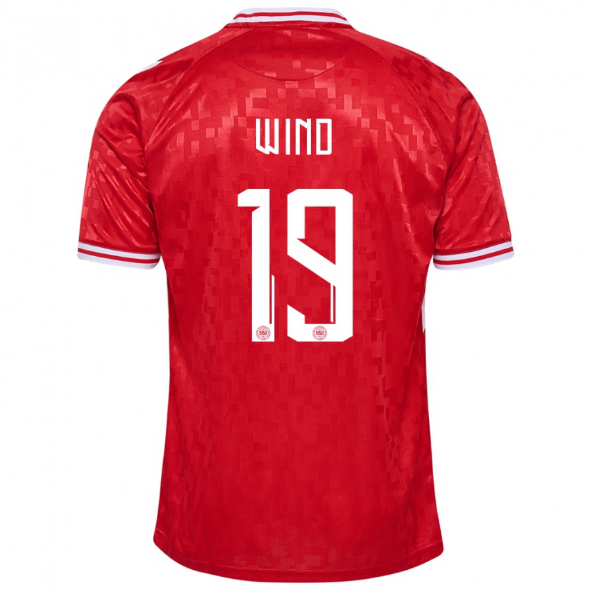 Kinder Dänemark Jonas Wind #19 Rot Heimtrikot Trikot 24-26 T-Shirt Belgien