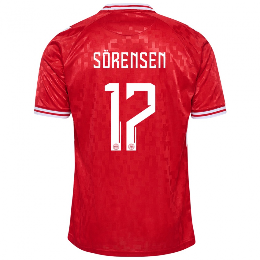 Kinder Dänemark Oliver Sörensen #17 Rot Heimtrikot Trikot 24-26 T-Shirt Belgien