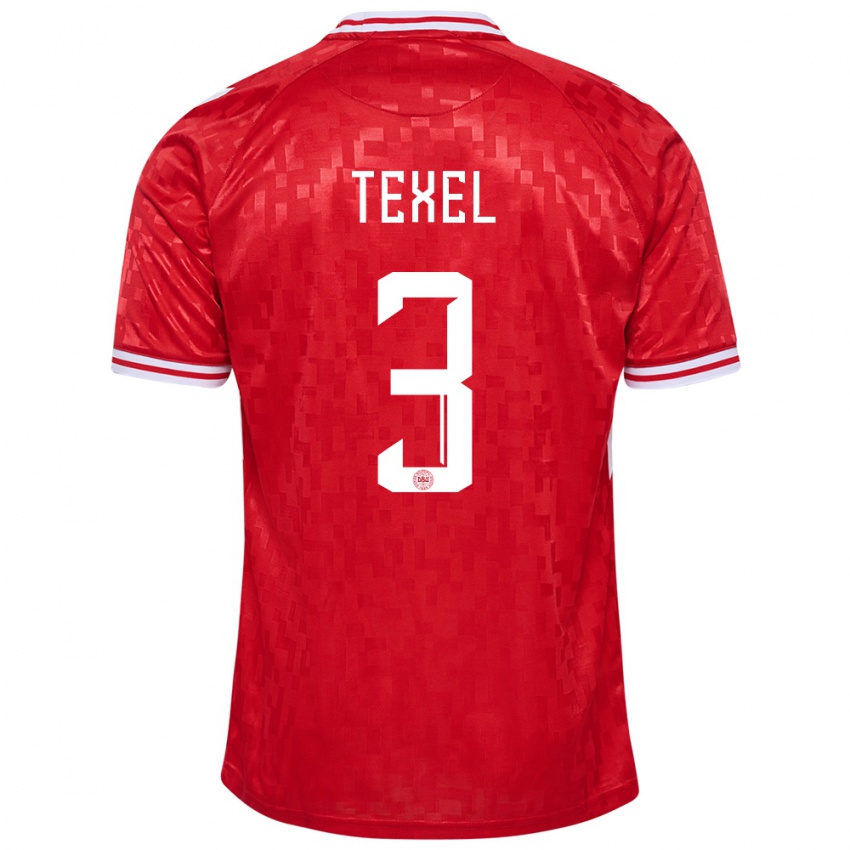 Kinder Dänemark Pontus Texel #3 Rot Heimtrikot Trikot 24-26 T-Shirt Belgien