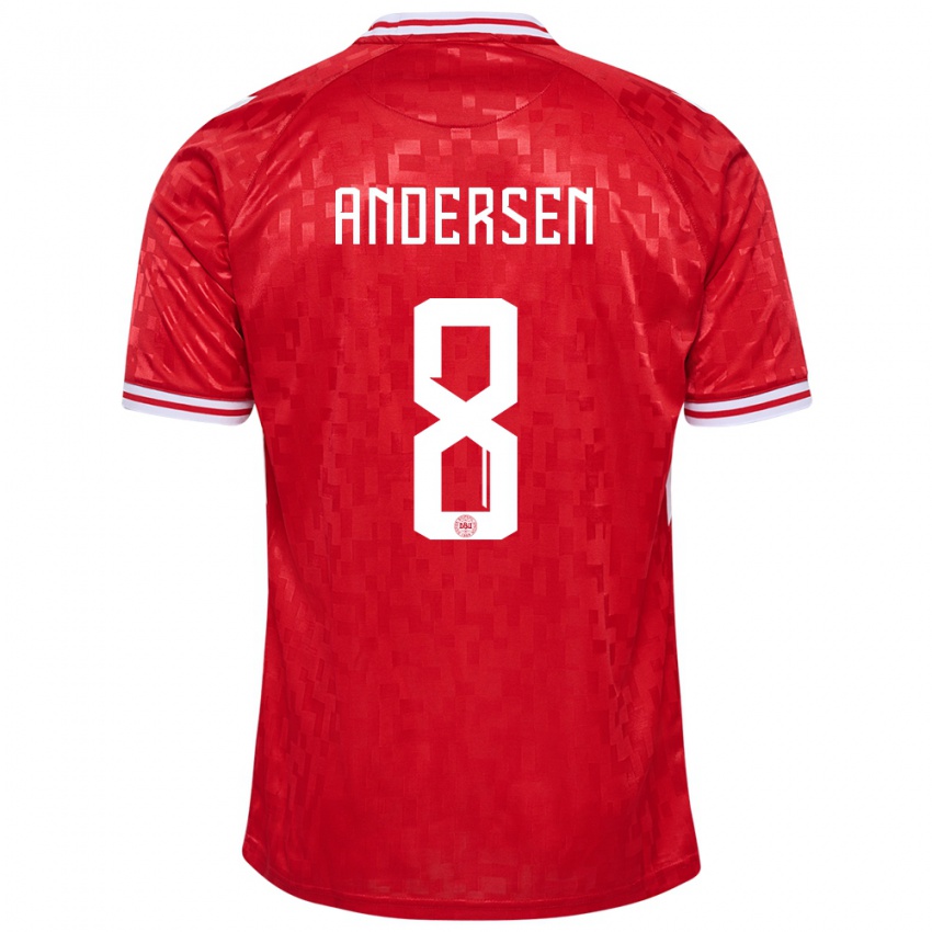 Kinder Dänemark Silas Andersen #8 Rot Heimtrikot Trikot 24-26 T-Shirt Belgien