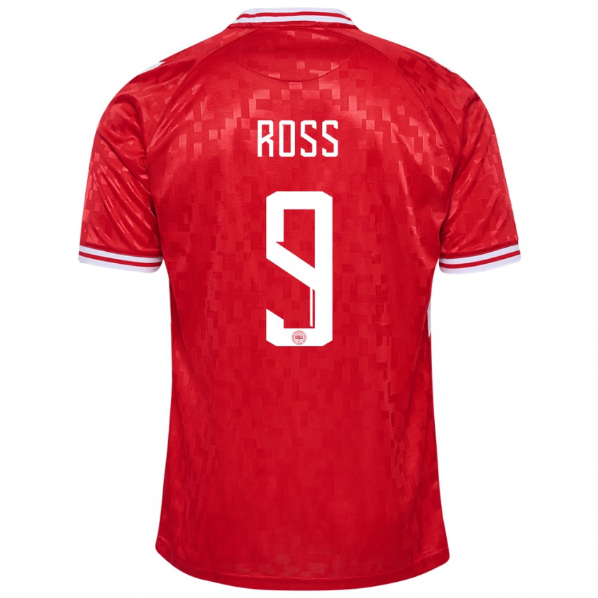 Kinder Dänemark Oliver Ross #9 Rot Heimtrikot Trikot 24-26 T-Shirt Belgien