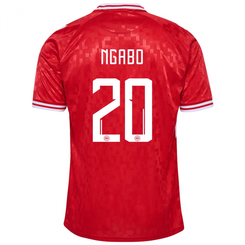 Enfant Maillot Danemark Sanders Ngabo #20 Rouge Tenues Domicile 24-26 T-Shirt Belgique