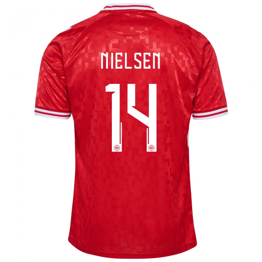 Kinder Dänemark Julius Nielsen #14 Rot Heimtrikot Trikot 24-26 T-Shirt Belgien