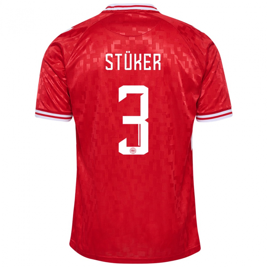 Kinderen Denemarken Simon Stüker #3 Rood Thuisshirt Thuistenue 24-26 T-Shirt België