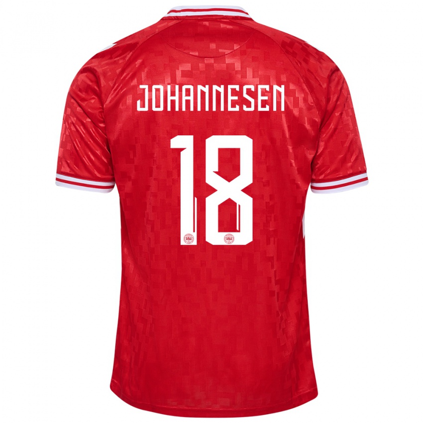 Enfant Maillot Danemark Sofus Johannesen #18 Rouge Tenues Domicile 24-26 T-Shirt Belgique