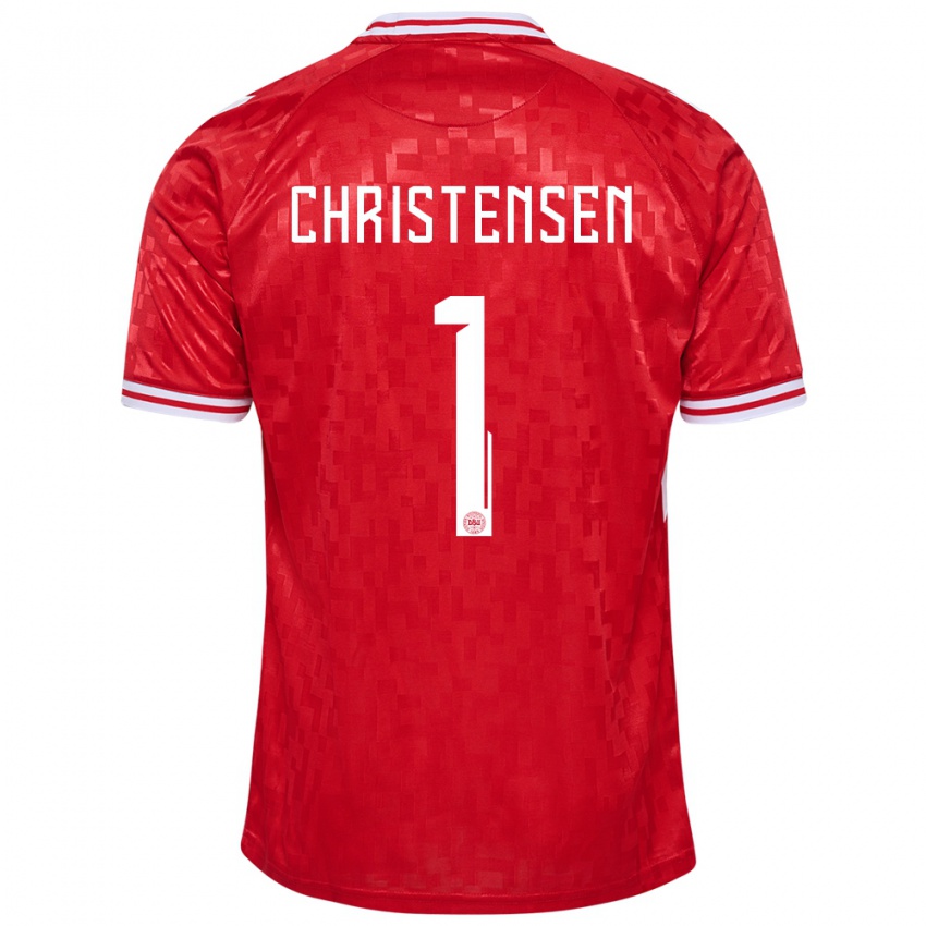 Kinder Dänemark Lene Christensen #1 Rot Heimtrikot Trikot 24-26 T-Shirt Belgien