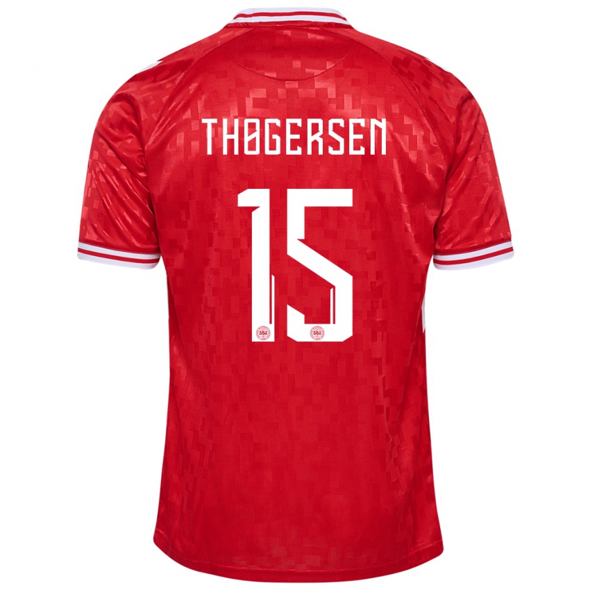 Kinderen Denemarken Frederikke Thøgersen #15 Rood Thuisshirt Thuistenue 24-26 T-Shirt België