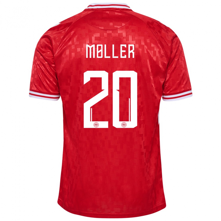 Kinder Dänemark Caroline Moller #20 Rot Heimtrikot Trikot 24-26 T-Shirt Belgien