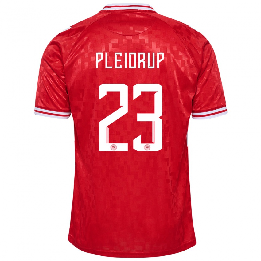 Kinder Dänemark Caroline Pleidrup #23 Rot Heimtrikot Trikot 24-26 T-Shirt Belgien
