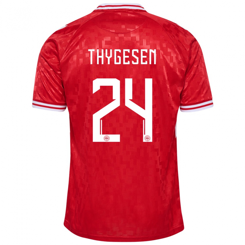 Kinder Dänemark Sarah Thygesen #24 Rot Heimtrikot Trikot 24-26 T-Shirt Belgien