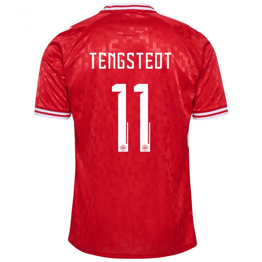 Kinder Dänemark Casper Tengstedt #11 Rot Heimtrikot Trikot 24-26 T-Shirt Belgien
