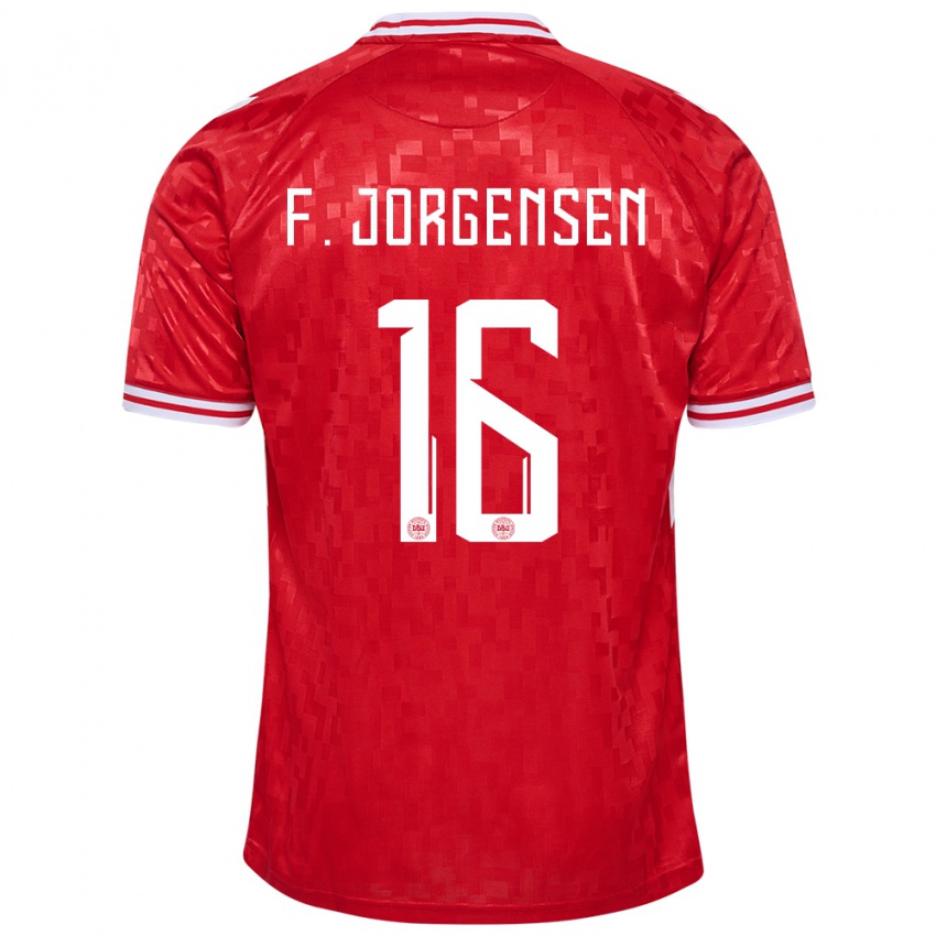 Kinder Dänemark Filip Jorgensen #16 Rot Heimtrikot Trikot 24-26 T-Shirt Belgien