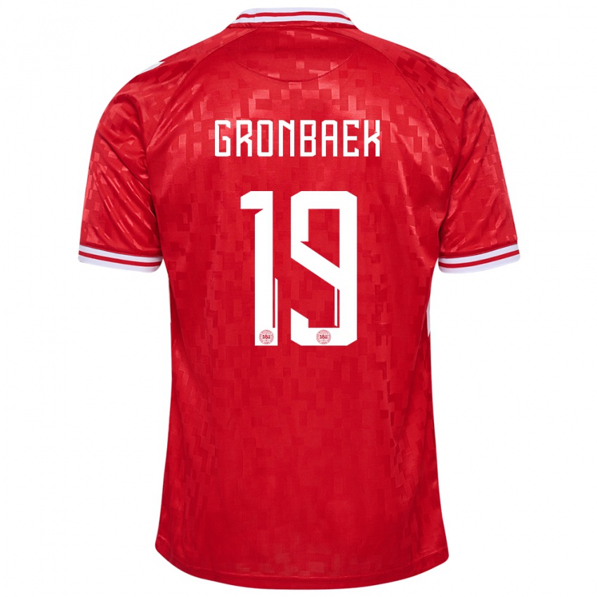 Kinder Dänemark Albert Gronbaek #19 Rot Heimtrikot Trikot 24-26 T-Shirt Belgien