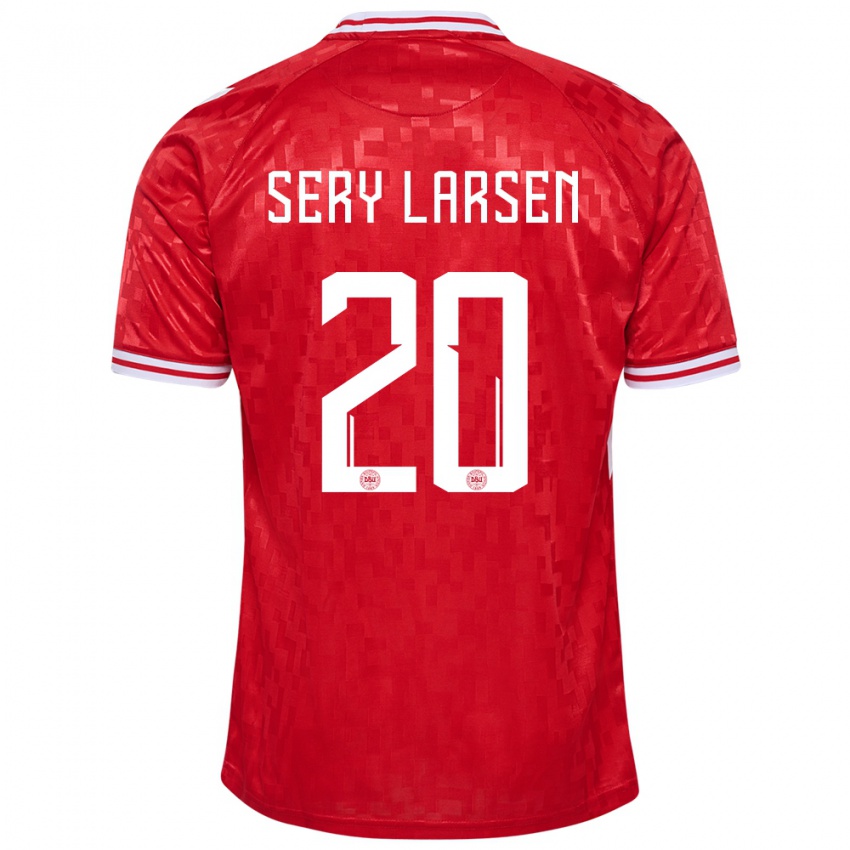 Kinder Dänemark Japhet Sery Larsen #20 Rot Heimtrikot Trikot 24-26 T-Shirt Belgien