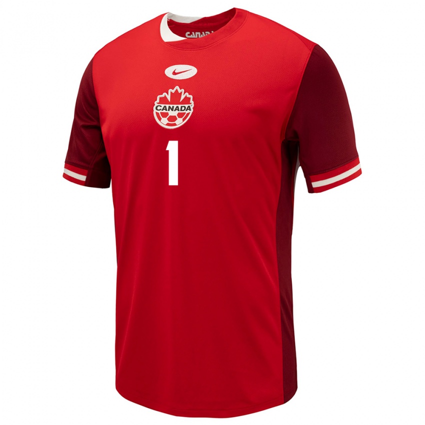 Kinder Kanada James Pantemis #1 Rot Heimtrikot Trikot 24-26 T-Shirt Belgien
