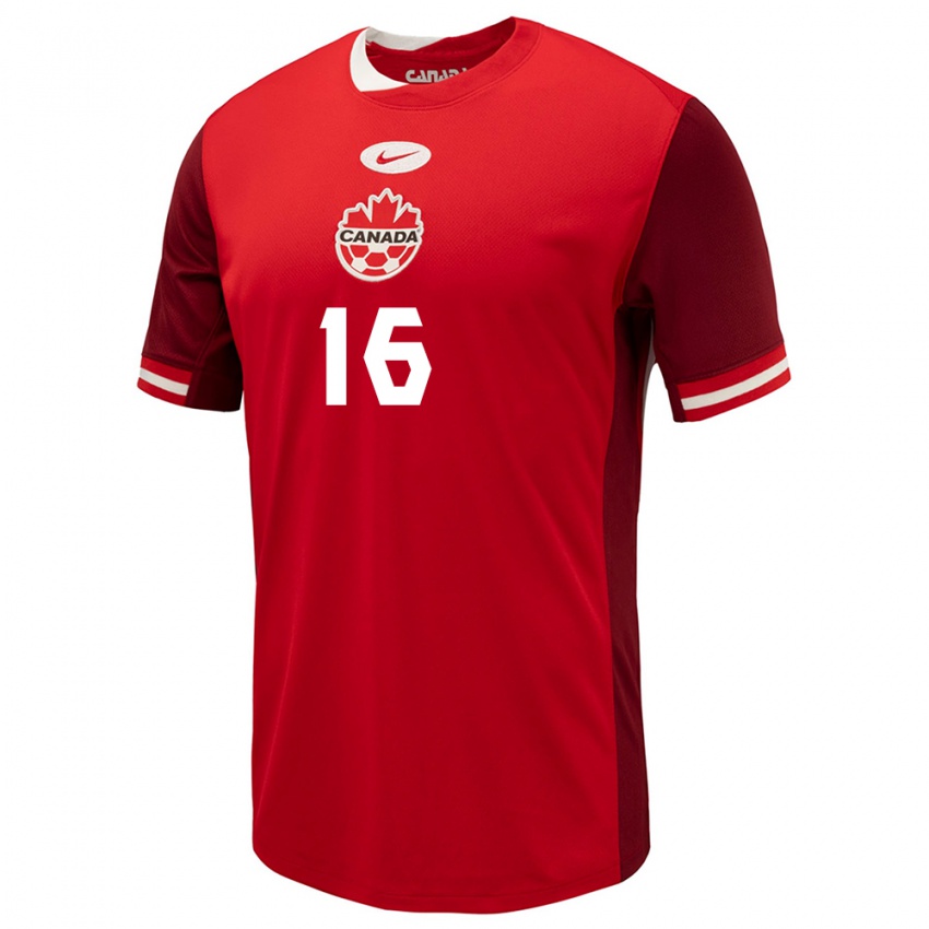Kinder Kanada Gabrielle Carle #16 Rot Heimtrikot Trikot 24-26 T-Shirt Belgien