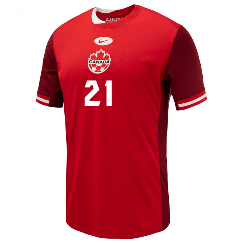 Kinder Kanada Lucas Ozimec #21 Rot Heimtrikot Trikot 24-26 T-Shirt Belgien