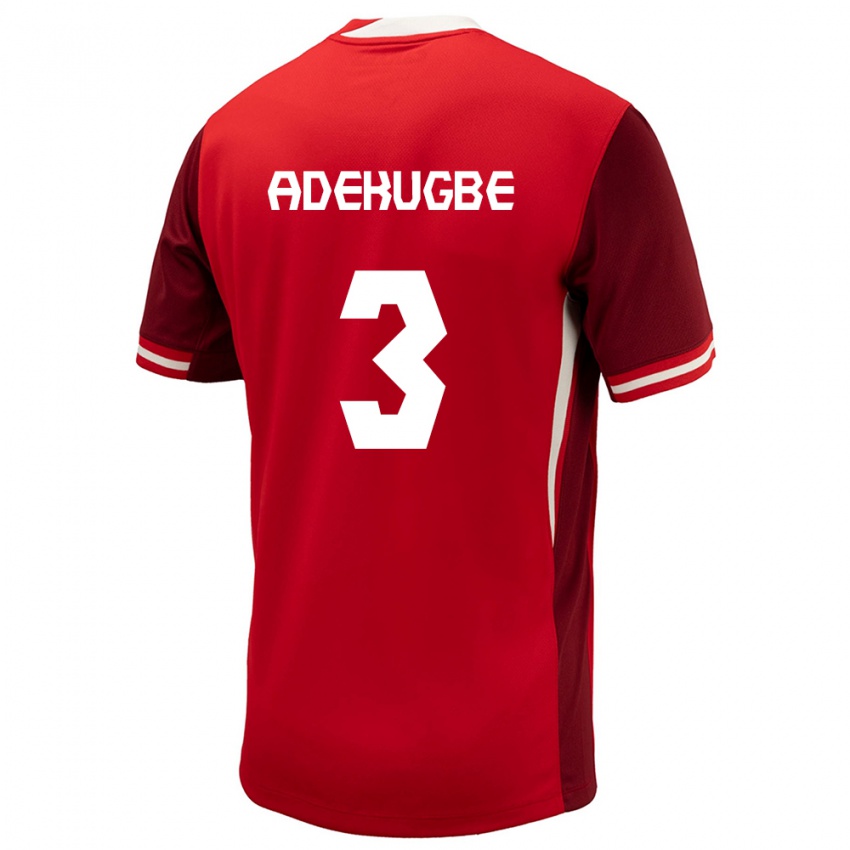 Enfant Maillot Canada Samuel Adekugbe #3 Rouge Tenues Domicile 24-26 T-Shirt Belgique