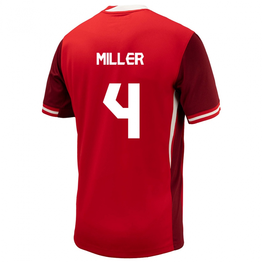 Kinder Kanada Kamal Miller #4 Rot Heimtrikot Trikot 24-26 T-Shirt Belgien
