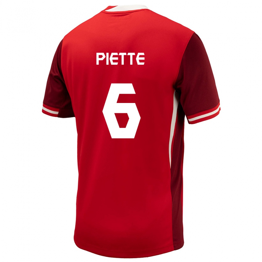 Enfant Maillot Canada Samuel Piette #6 Rouge Tenues Domicile 24-26 T-Shirt Belgique
