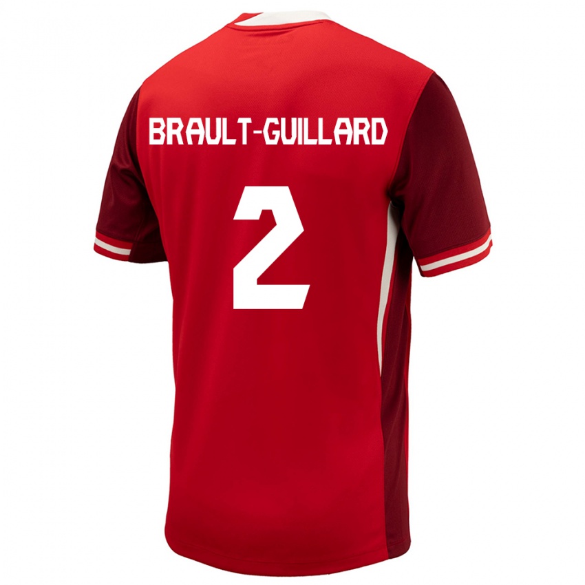 Kinder Kanada Zachary Brault-Guillard #2 Rot Heimtrikot Trikot 24-26 T-Shirt Belgien