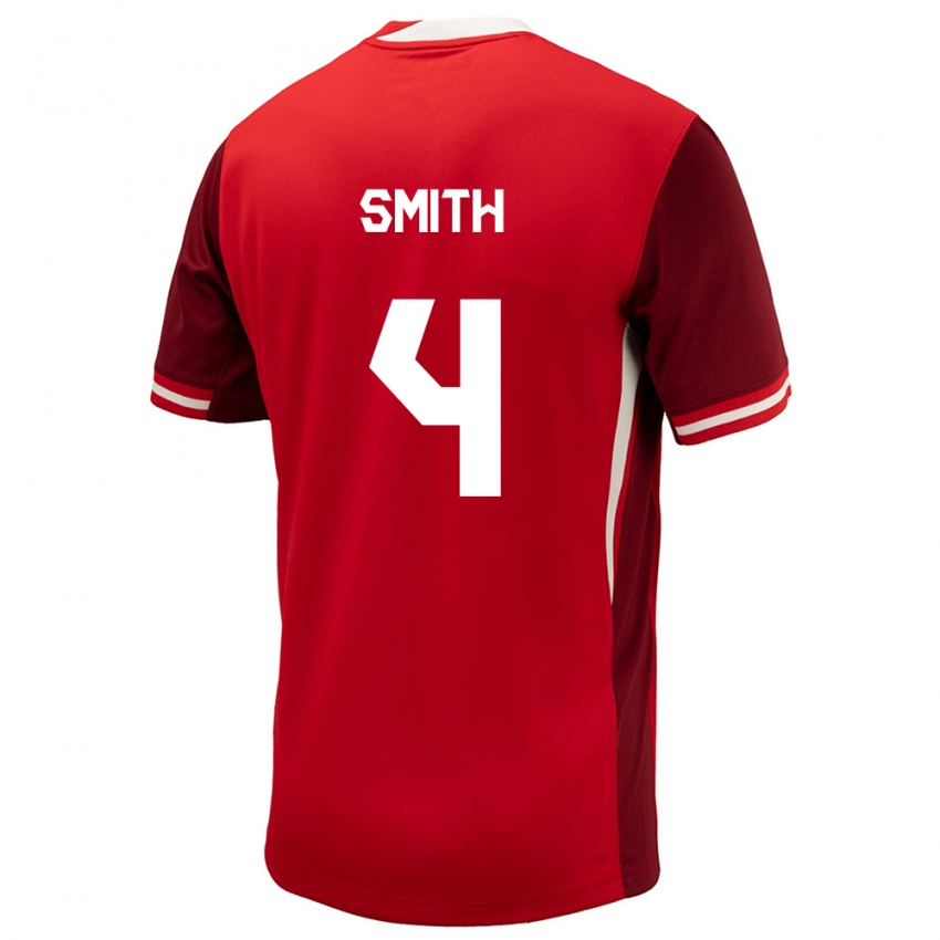 Enfant Maillot Canada Justin Smith #4 Rouge Tenues Domicile 24-26 T-Shirt Belgique