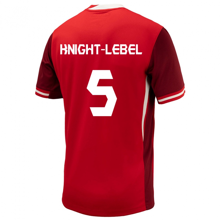 Enfant Maillot Canada Jamie Knight Lebel #5 Rouge Tenues Domicile 24-26 T-Shirt Belgique