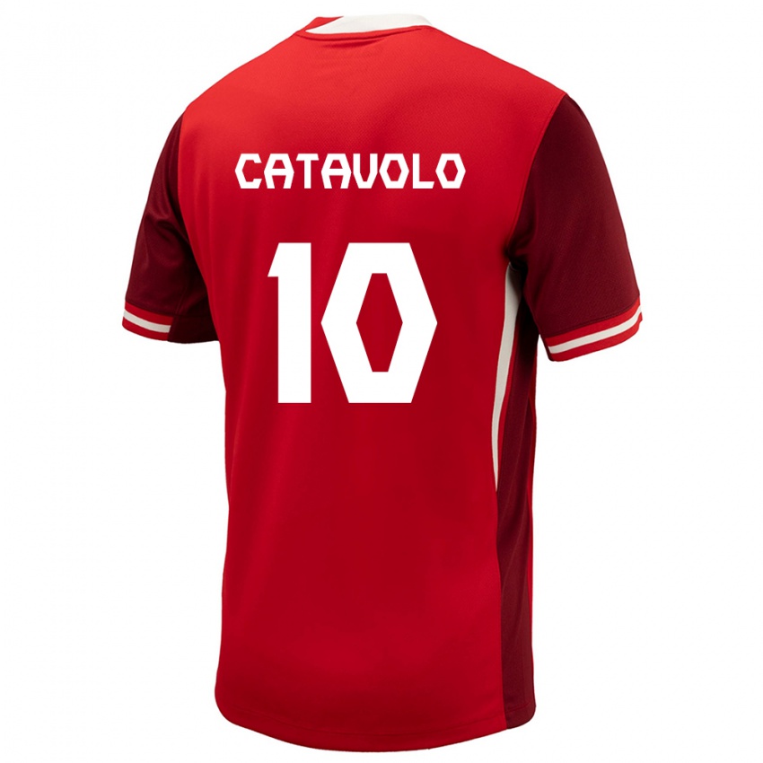 Enfant Maillot Canada Matthew Catavolo #10 Rouge Tenues Domicile 24-26 T-Shirt Belgique