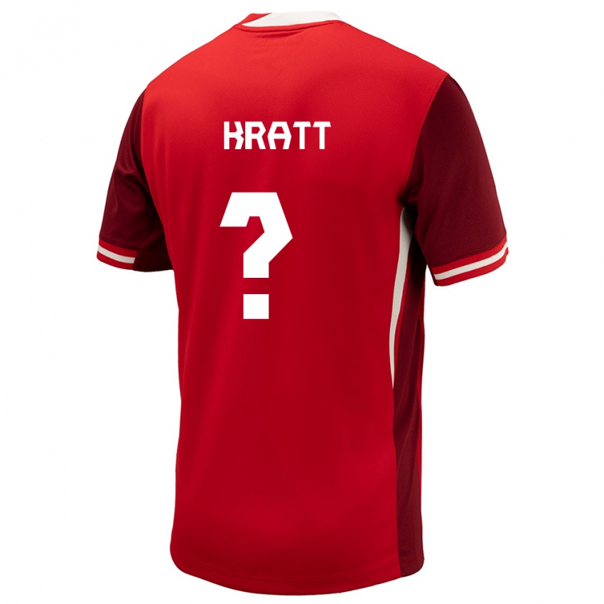 Enfant Maillot Canada Ronan Kratt #0 Rouge Tenues Domicile 24-26 T-Shirt Belgique
