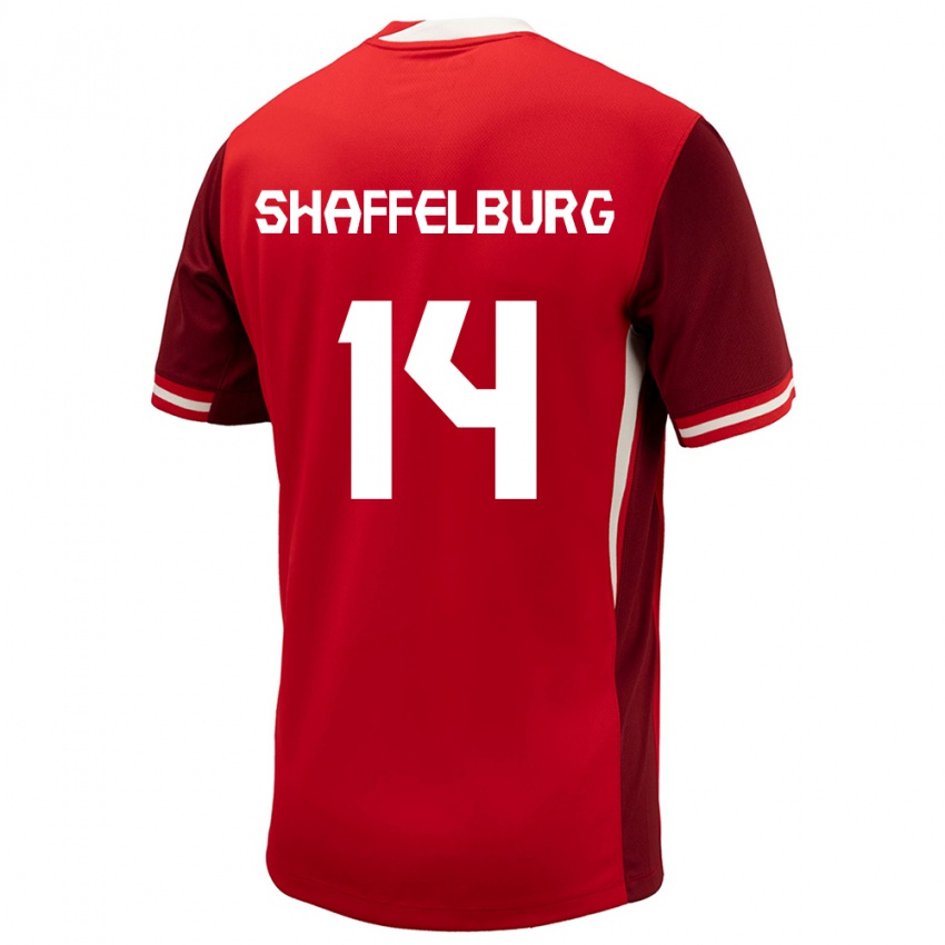Kinder Kanada Jacob Shaffelburg #14 Rot Heimtrikot Trikot 24-26 T-Shirt Belgien