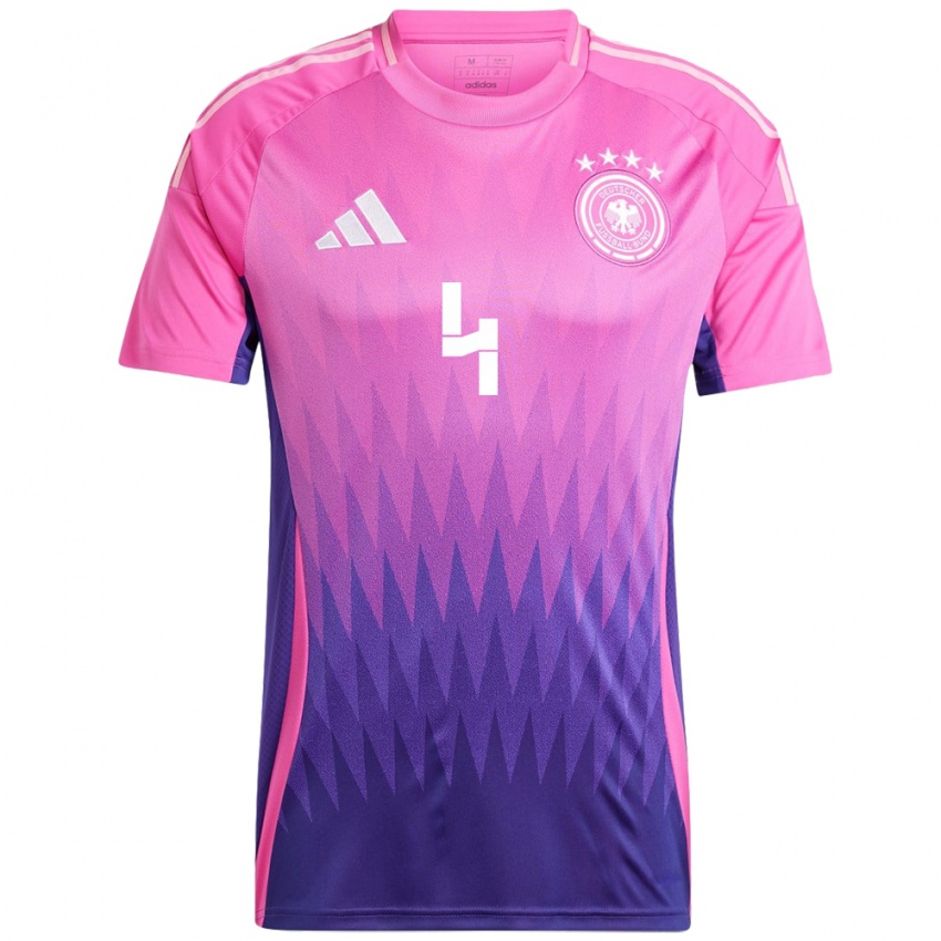 Kinder Deutschland Malick Thiaw #4 Pink Lila Auswärtstrikot Trikot 24-26 T-Shirt Belgien