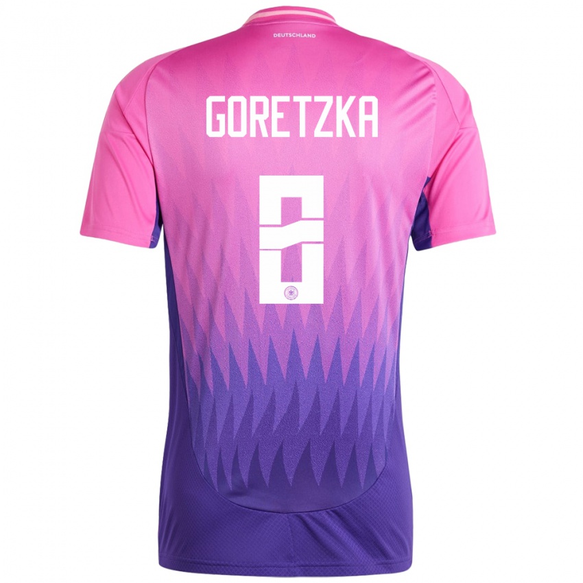 Kinder Deutschland Leon Goretzka #8 Pink Lila Auswärtstrikot Trikot 24-26 T-Shirt Belgien