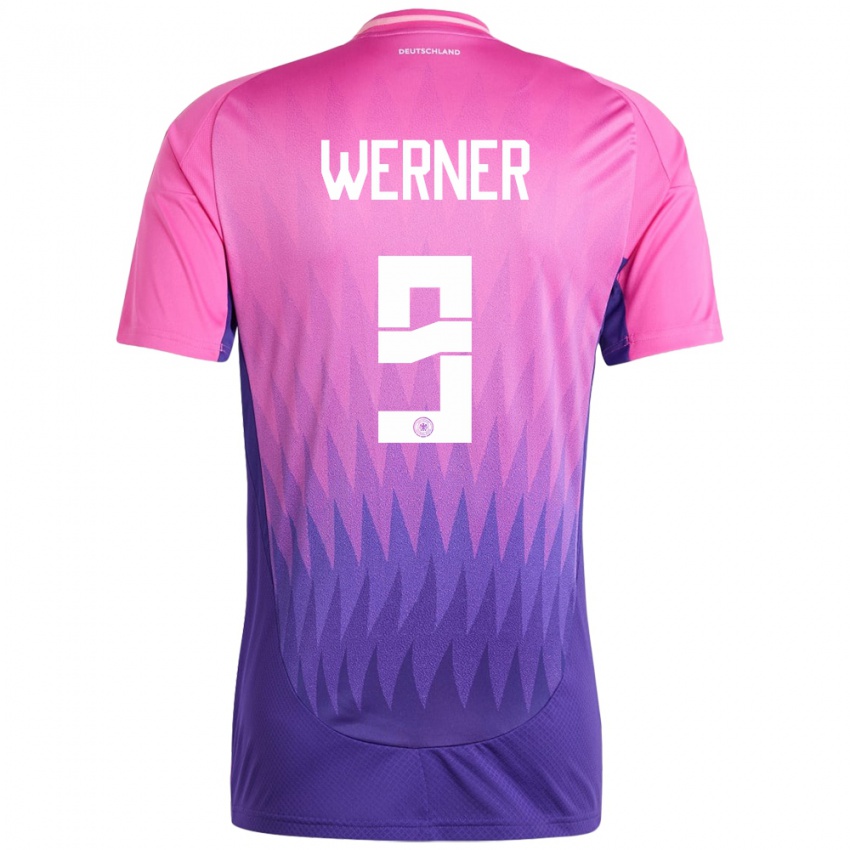 Kinderen Duitsland Timo Werner #9 Roze Paars Uitshirt Uittenue 24-26 T-Shirt België