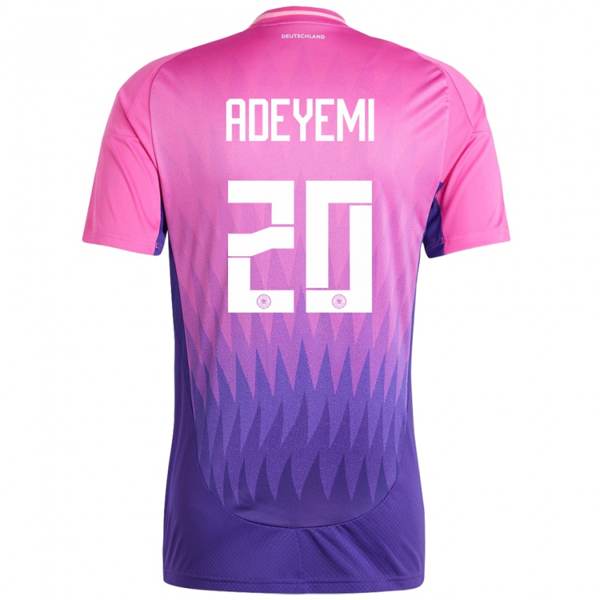 Kinder Deutschland Karim Adeyemi #20 Pink Lila Auswärtstrikot Trikot 24-26 T-Shirt Belgien