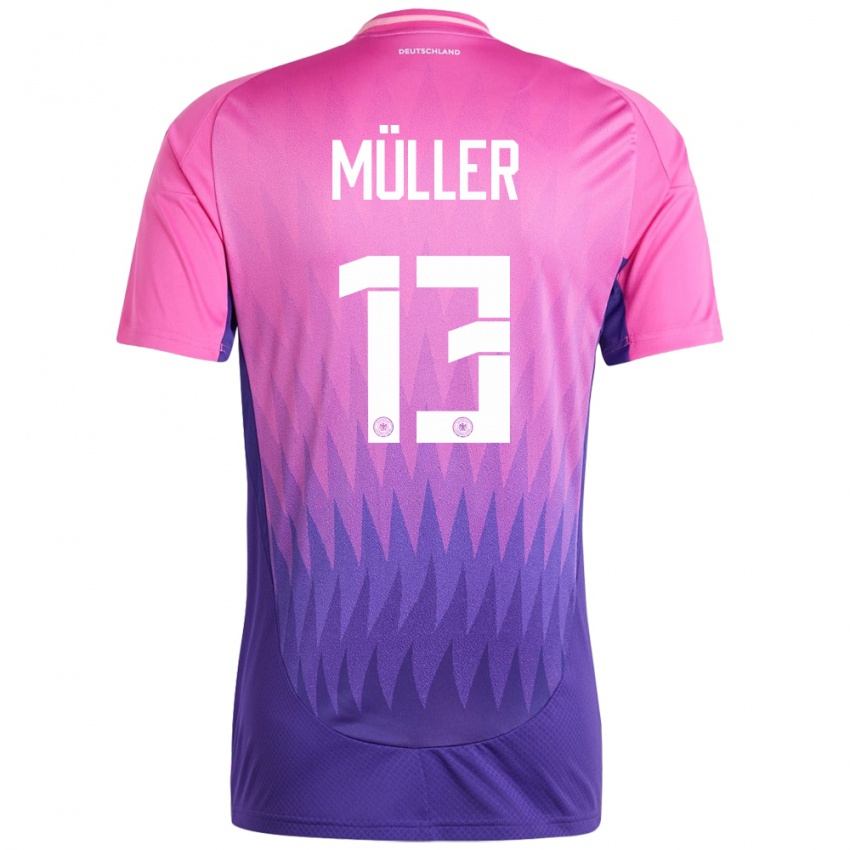 Kinder Deutschland Thomas Muller #13 Pink Lila Auswärtstrikot Trikot 24-26 T-Shirt Belgien