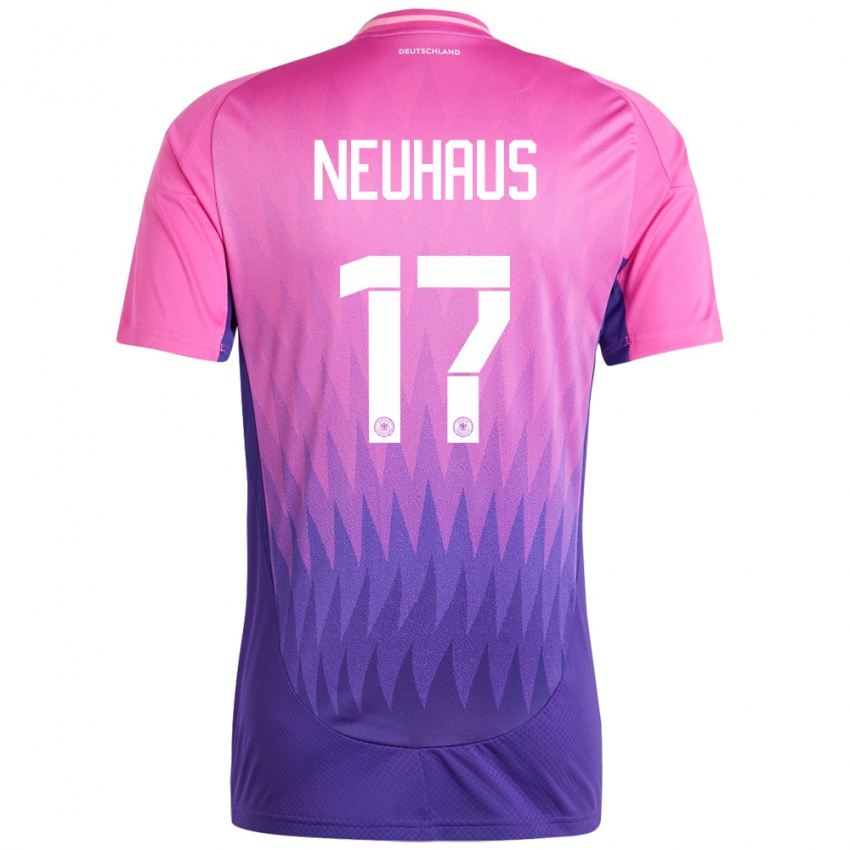 Kinder Deutschland Florian Neuhaus #17 Pink Lila Auswärtstrikot Trikot 24-26 T-Shirt Belgien