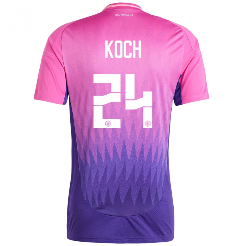 Kinder Deutschland Robin Koch #24 Pink Lila Auswärtstrikot Trikot 24-26 T-Shirt Belgien