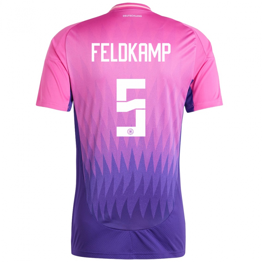 Kinder Deutschland Jana Feldkamp #5 Pink Lila Auswärtstrikot Trikot 24-26 T-Shirt Belgien