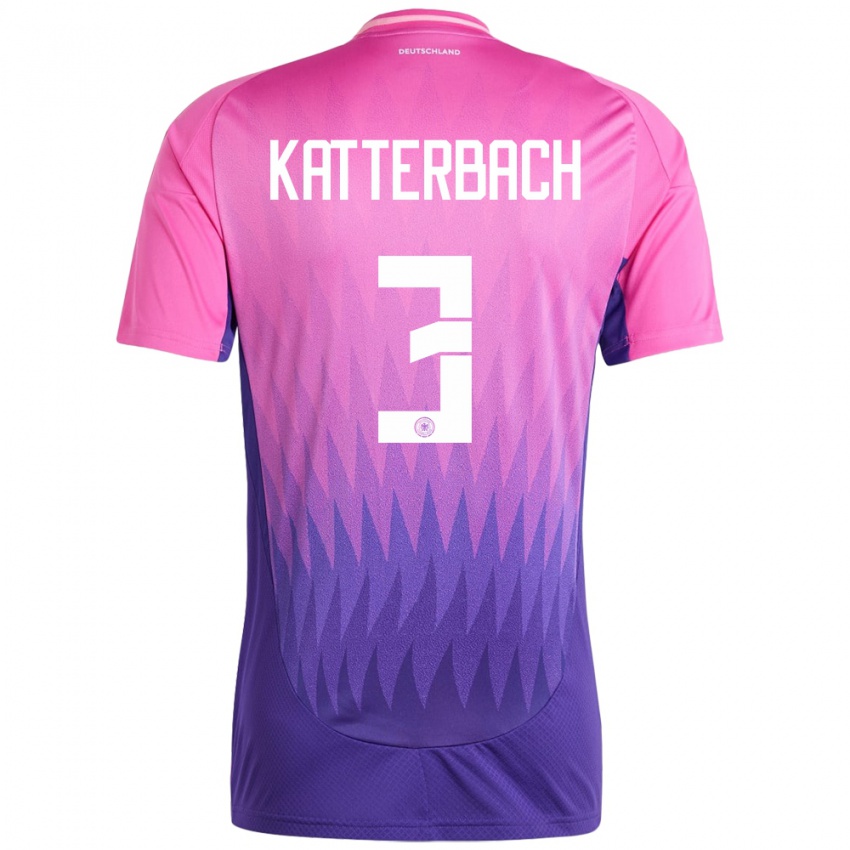 Kinder Deutschland Noah Katterbach #3 Pink Lila Auswärtstrikot Trikot 24-26 T-Shirt Belgien