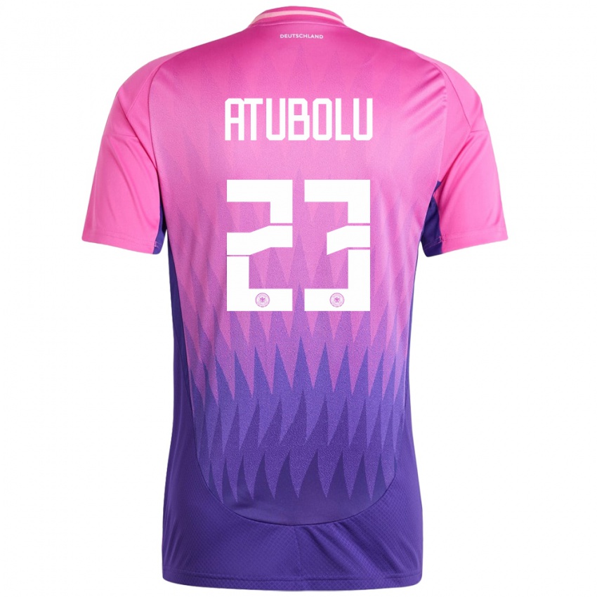 Kinder Deutschland Noah Atubolu #23 Pink Lila Auswärtstrikot Trikot 24-26 T-Shirt Belgien